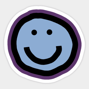 Minimal Happy Smiley Face Blue Sticker